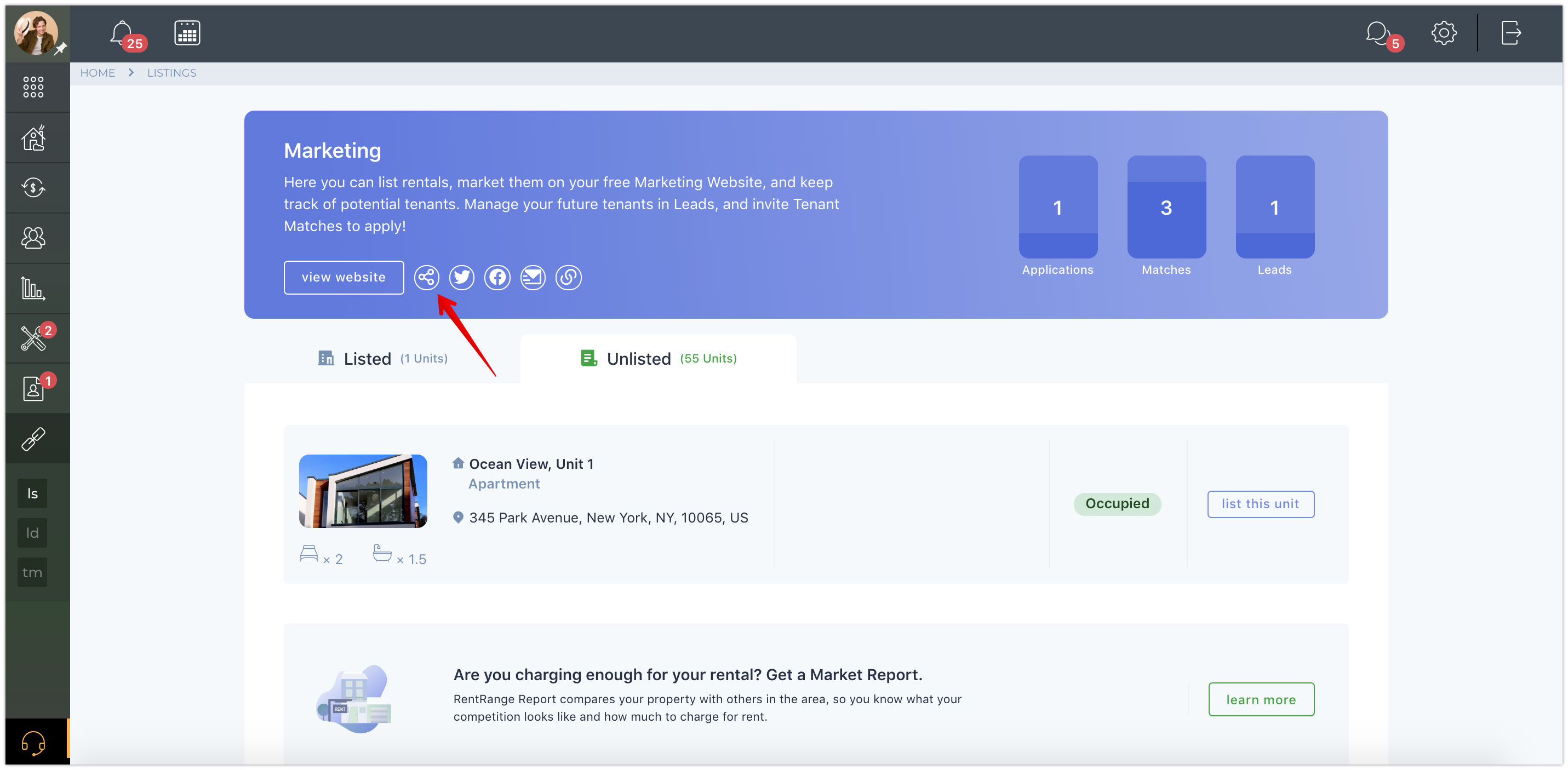 How do I share a listing?