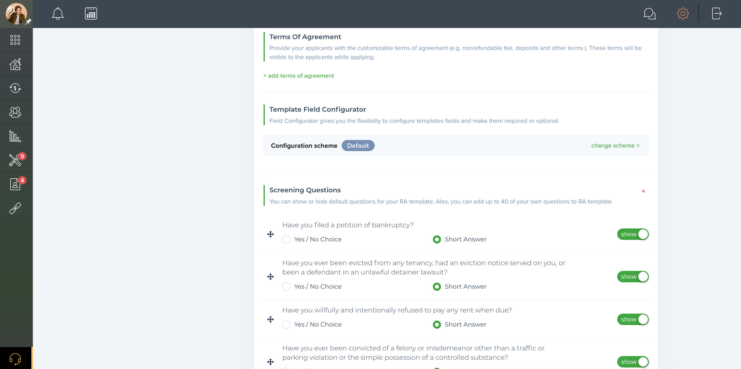 How to add questions to the application?