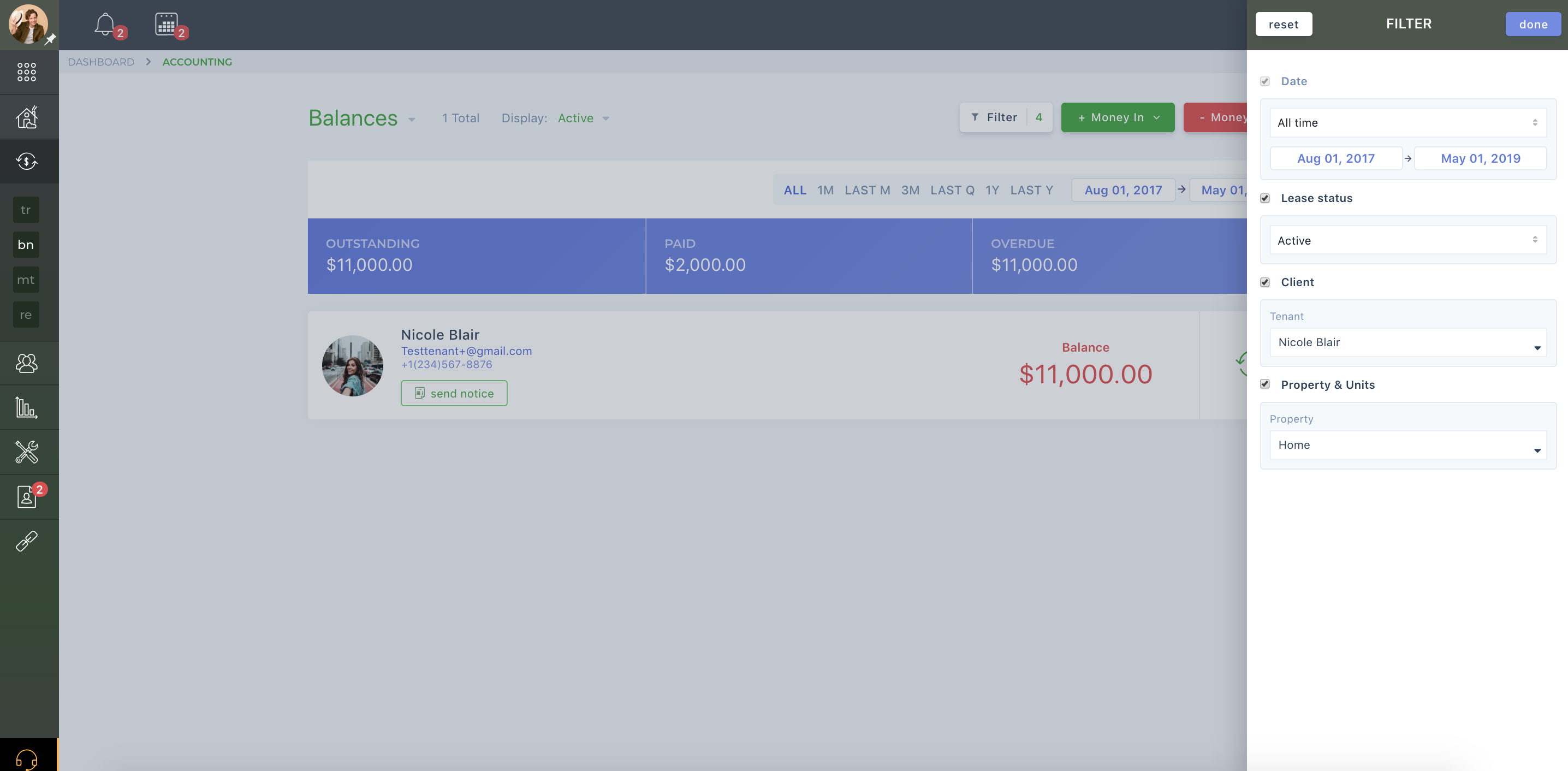 How do I filter transactions in my accounting?