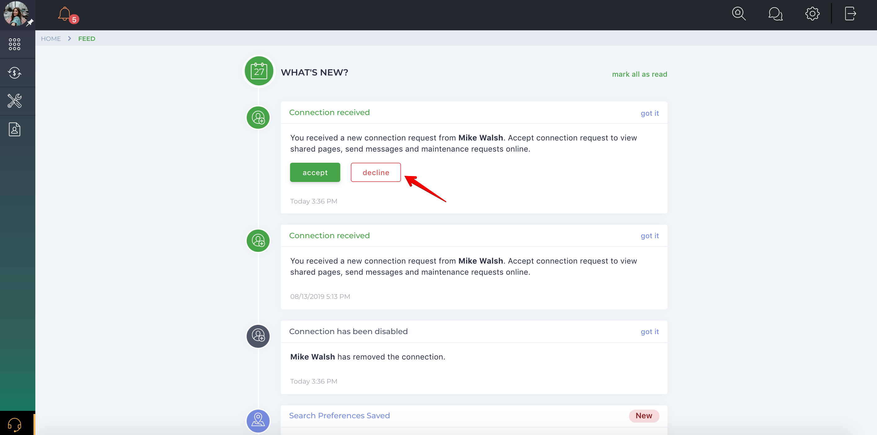 How do I view and accept connection requests?