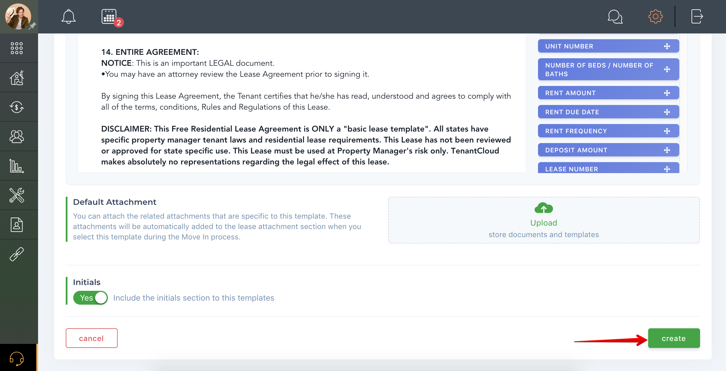 How to add Residential Agreement template?