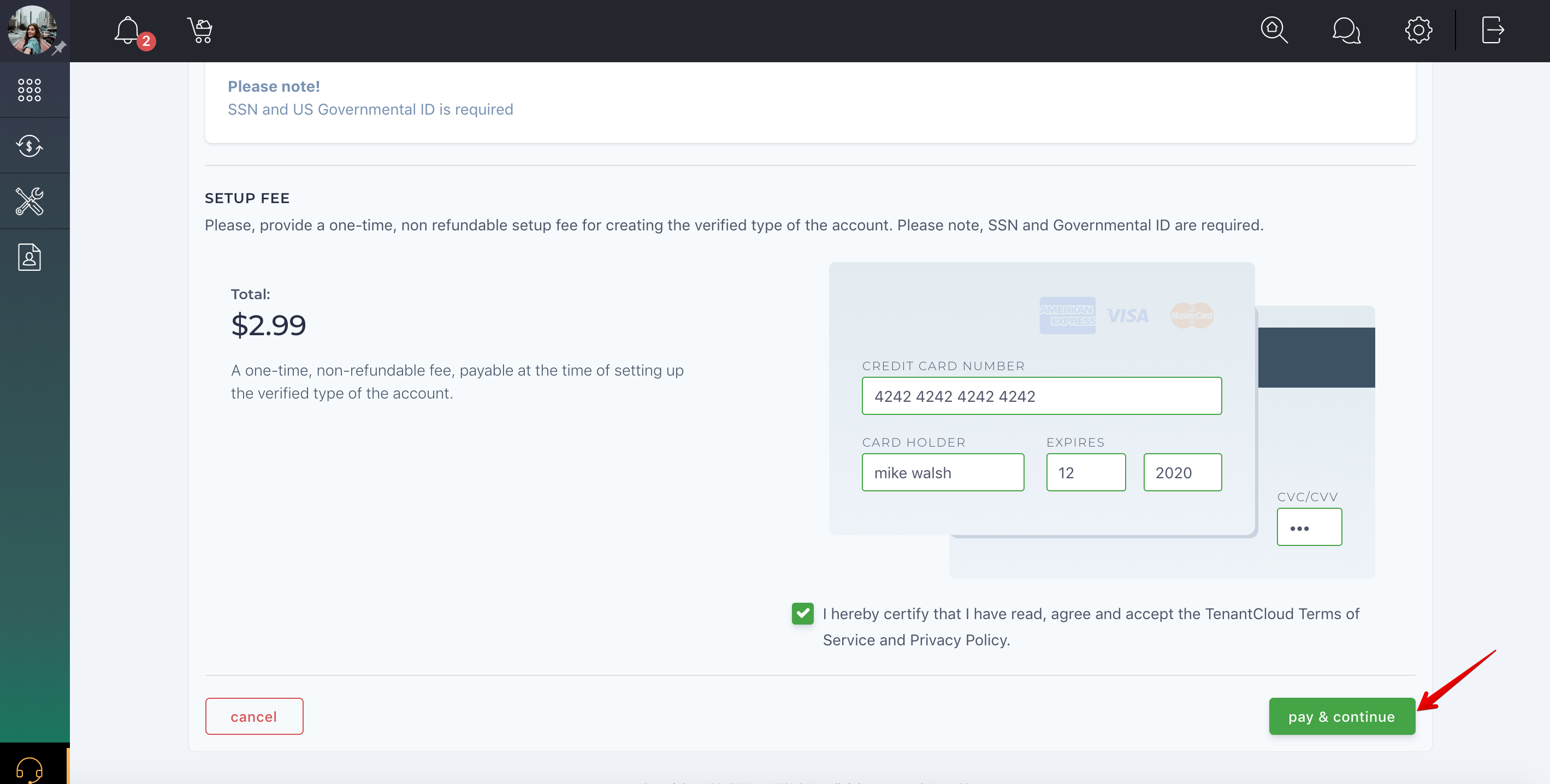 How do I set up my TC Payments account?