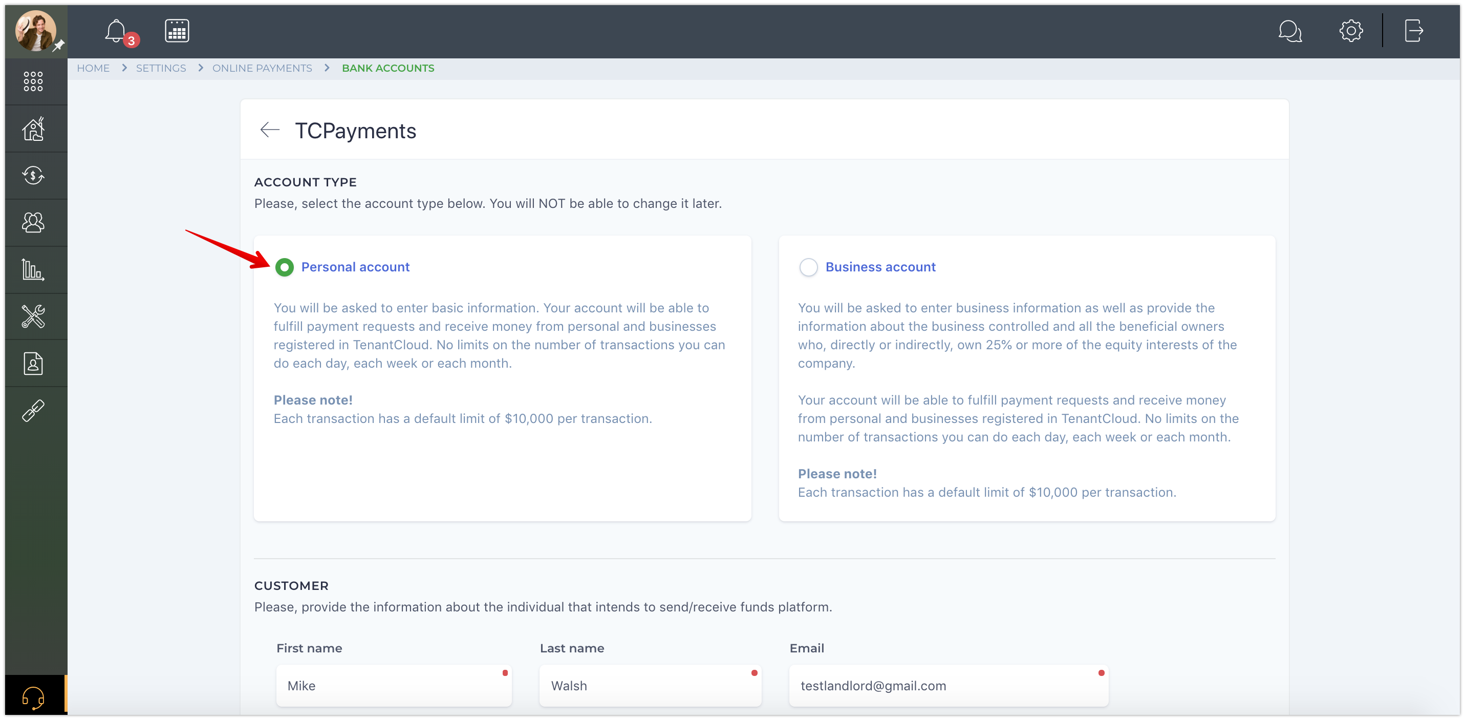 How to set up a personal account?