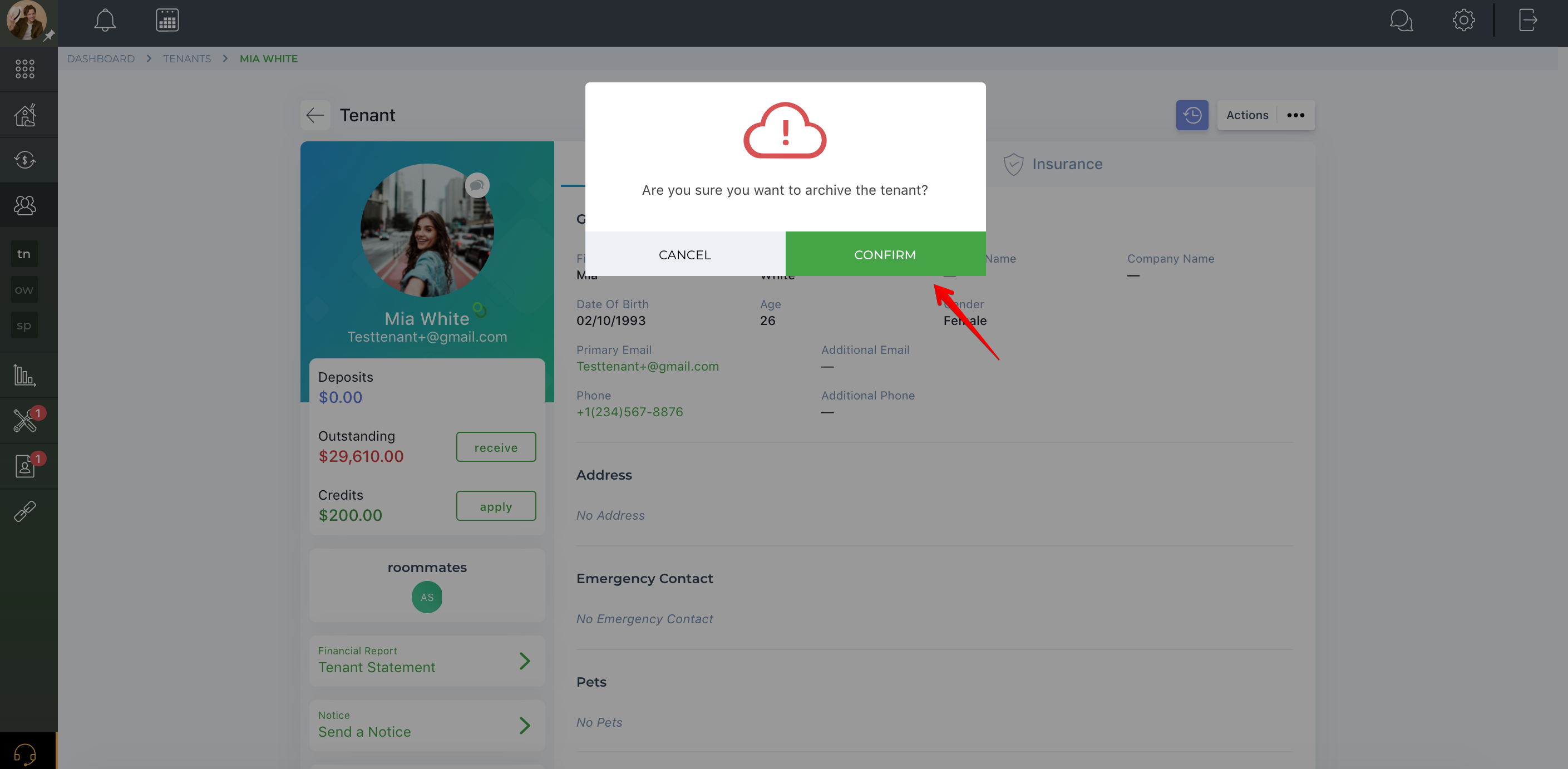 How do I archive a tenant?