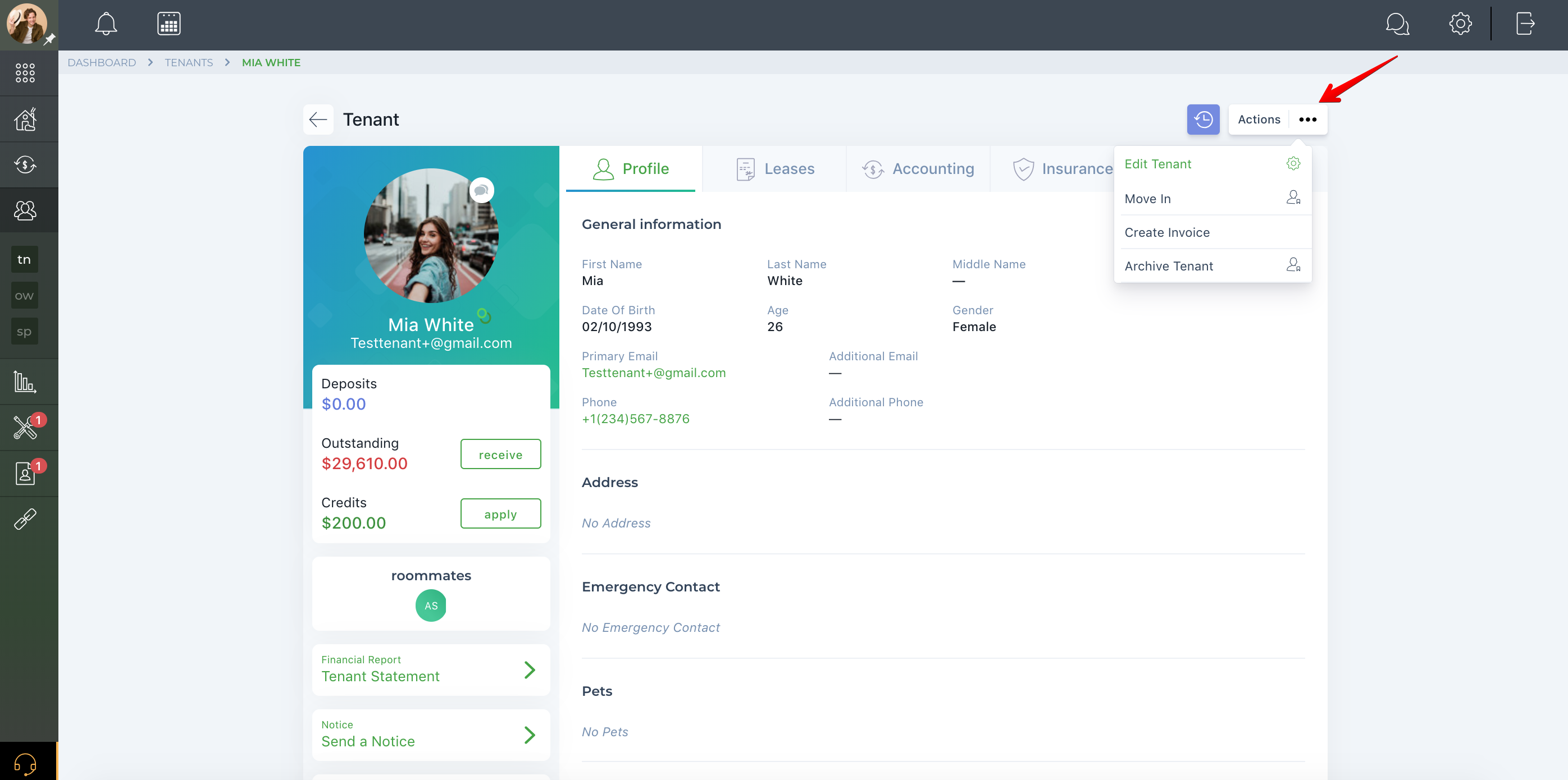 How to view a tenant profile?