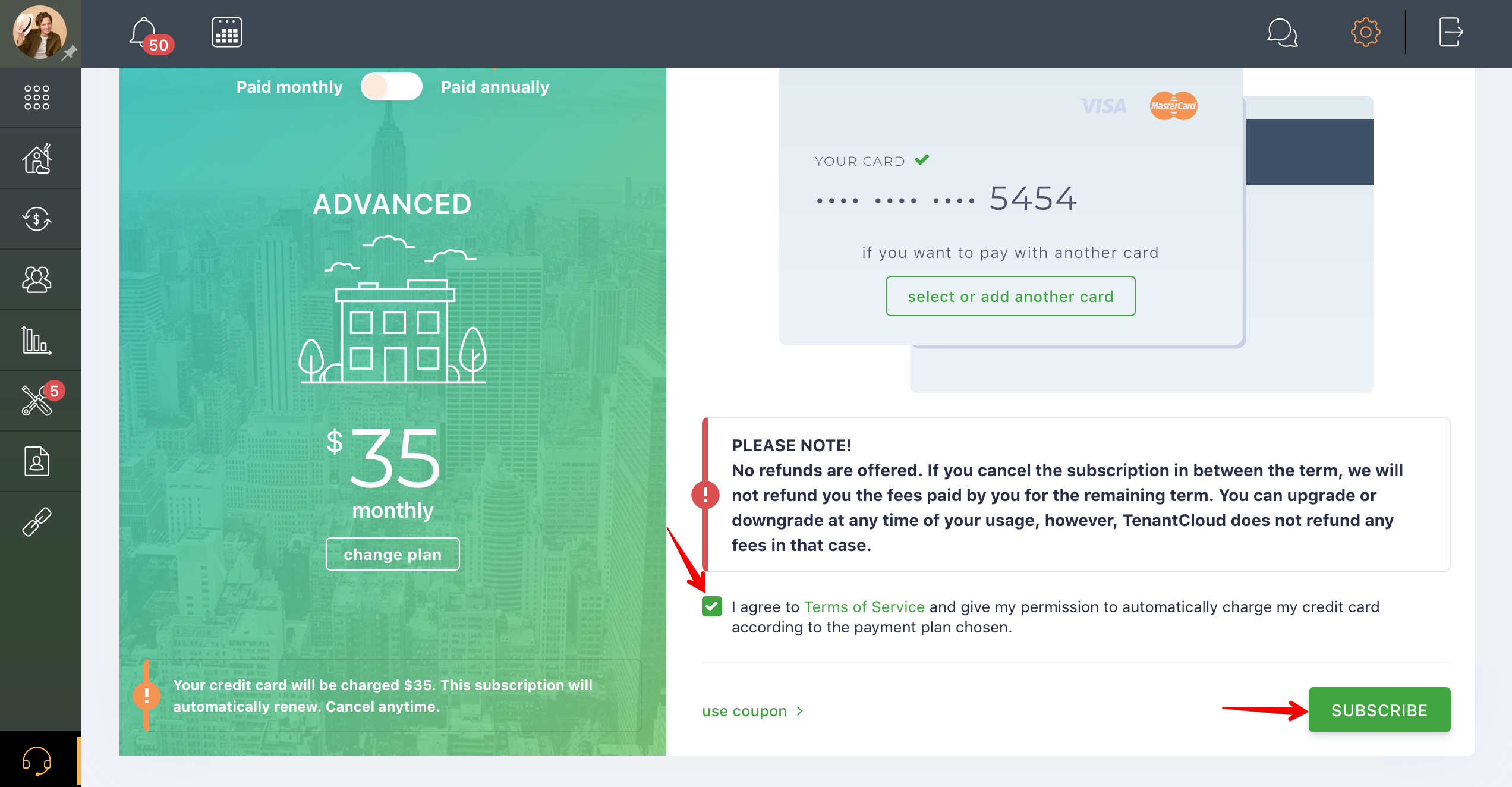 How do I switch to a monthly subscription plan if I'm on annual?