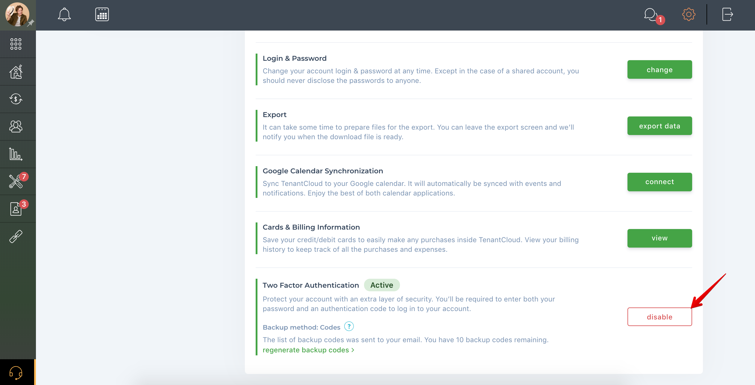 How to disable Two-Factor Authentication?