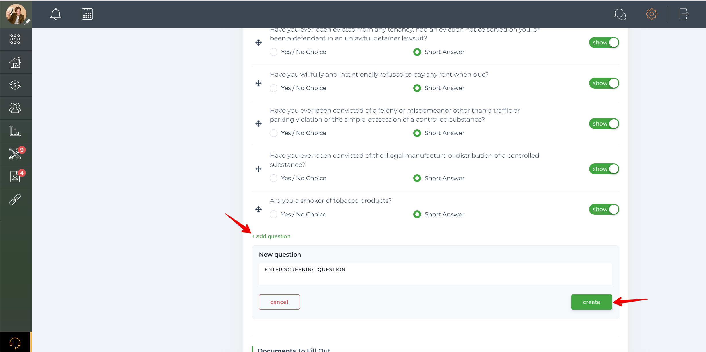 How to add questions to the application?