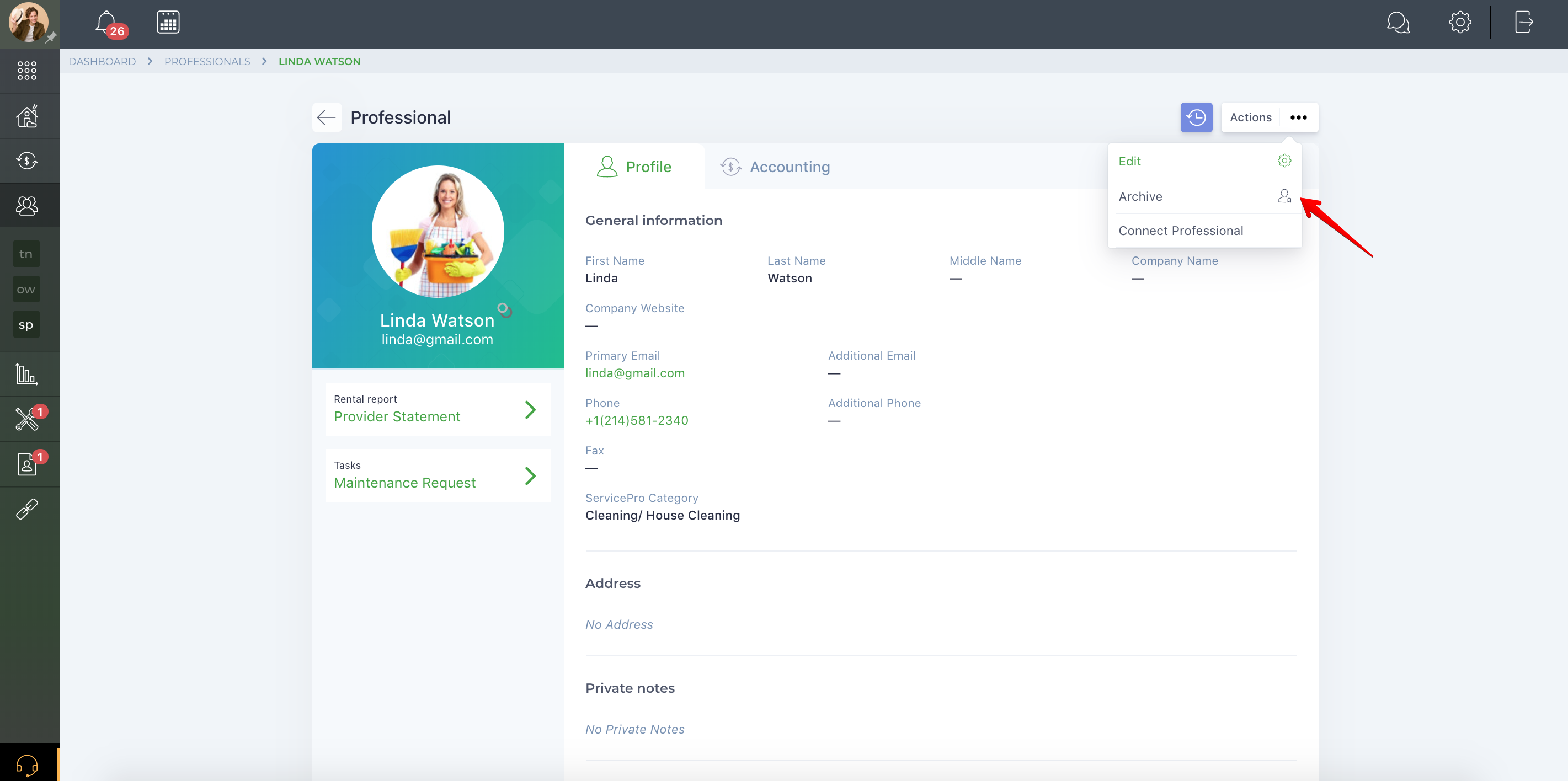How do I archive/unarchive my service pro?
