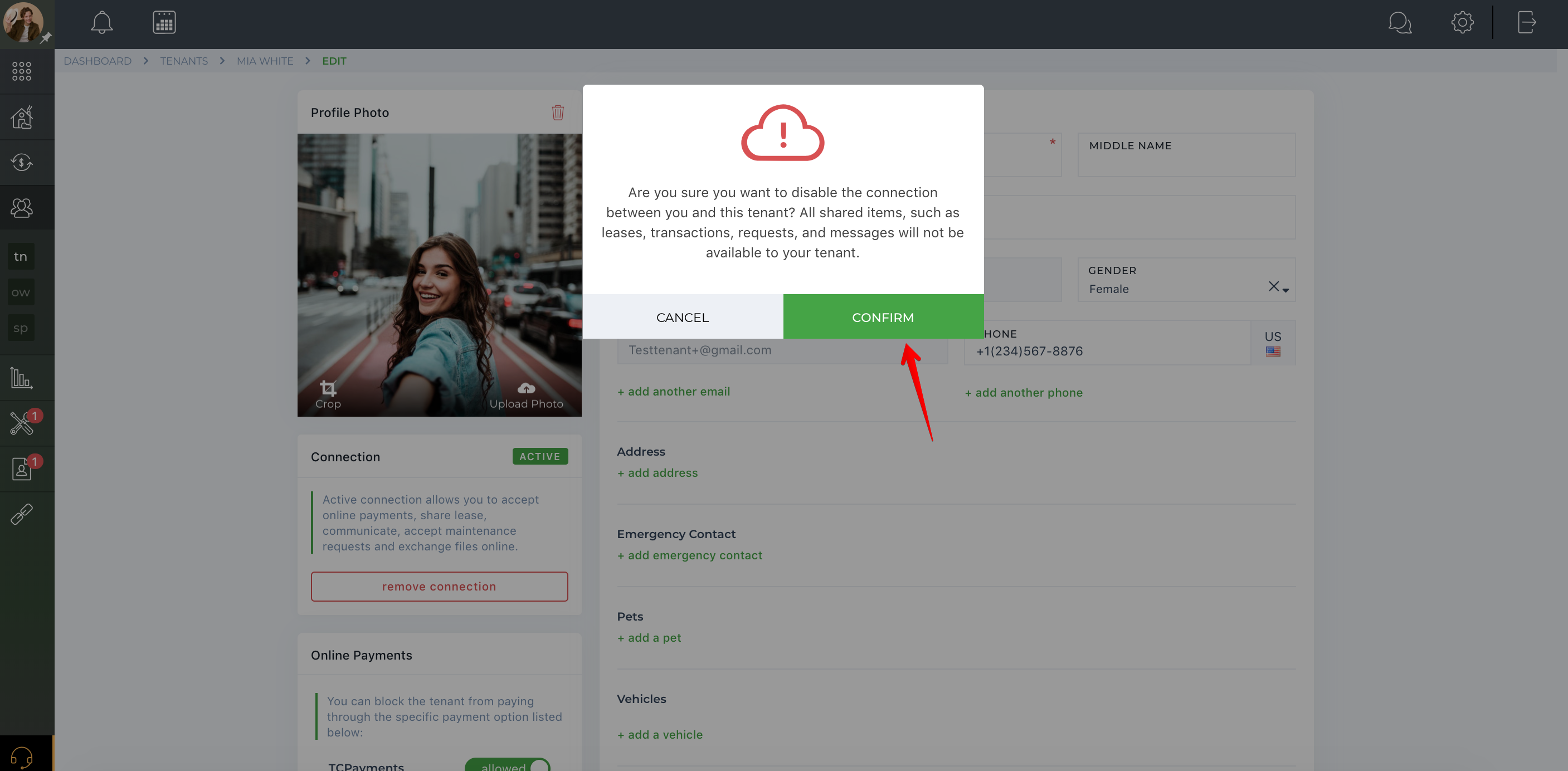 How to remove the connection with a tenant?