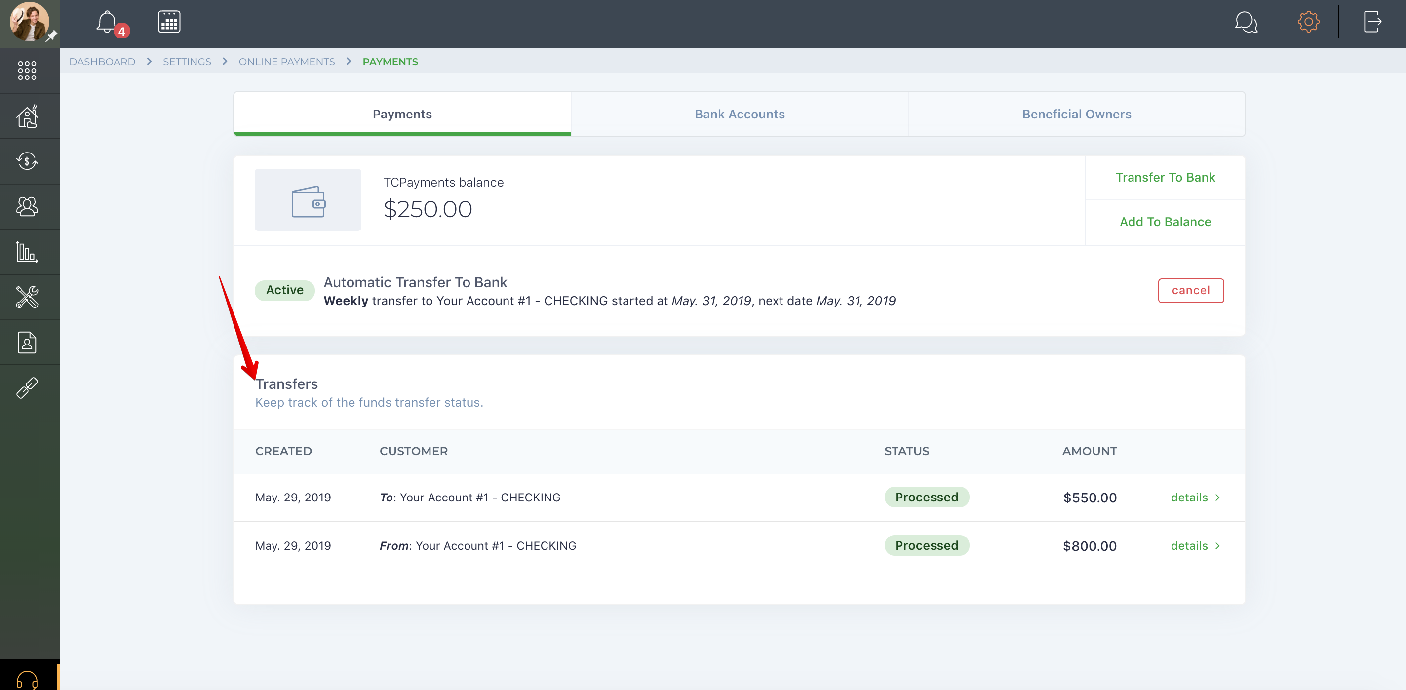 Payment Activity & Searching