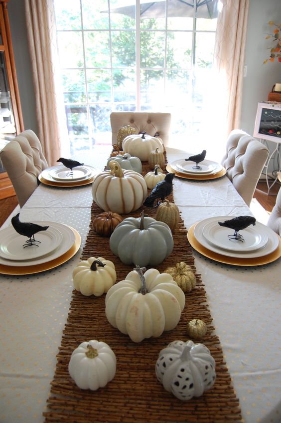 decorating dinner table for halloween in a rental