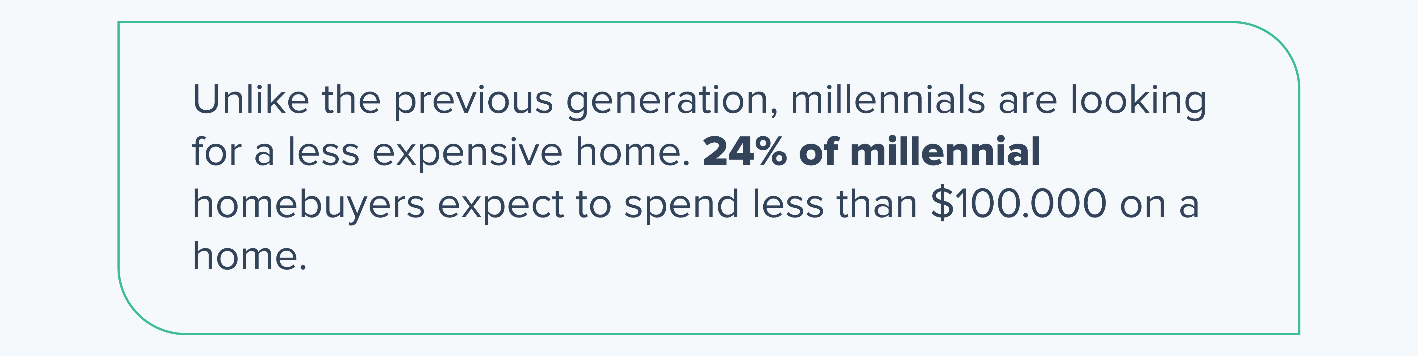 Millennials are looking for a less expensive home: less than $100.000