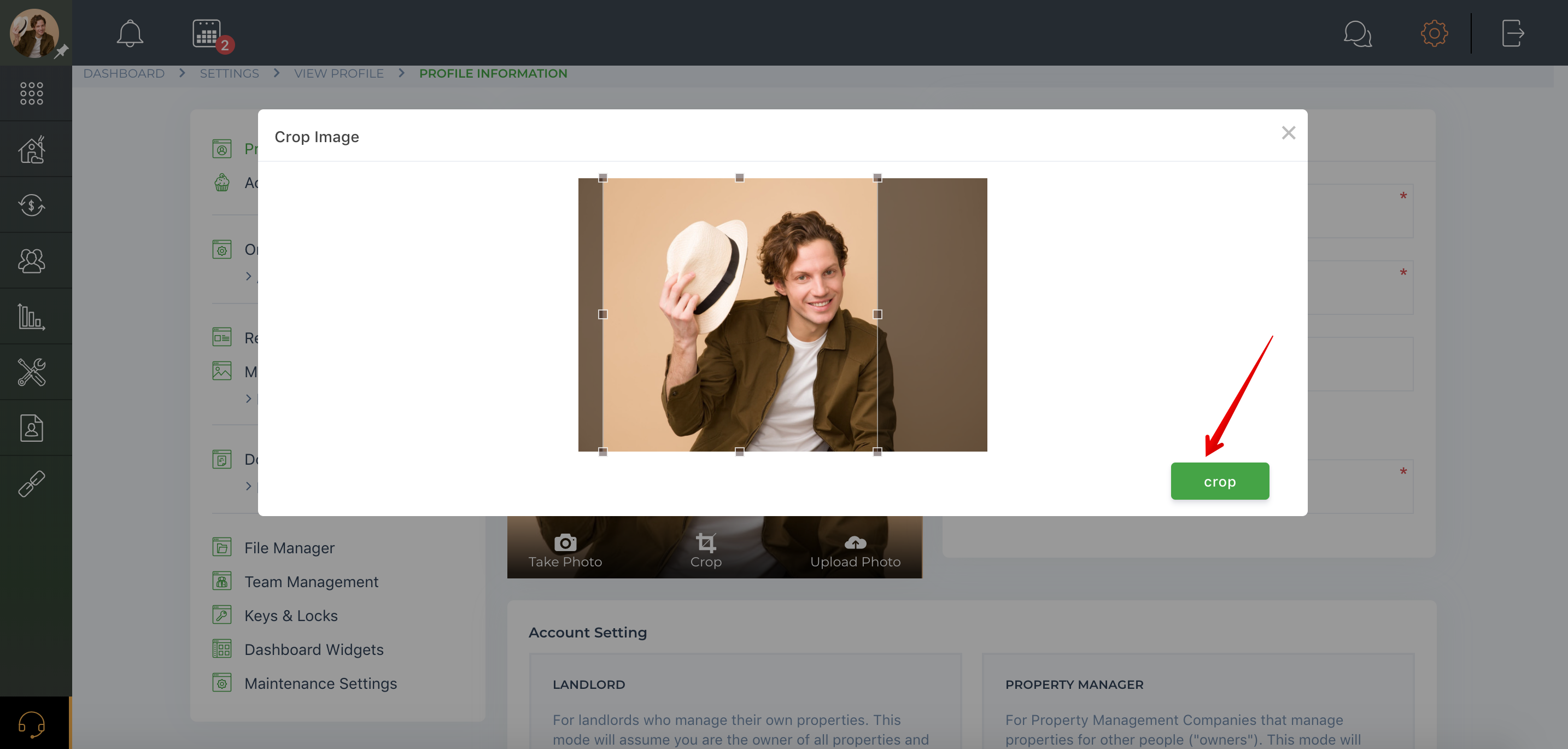 How to crop account profile photo?
