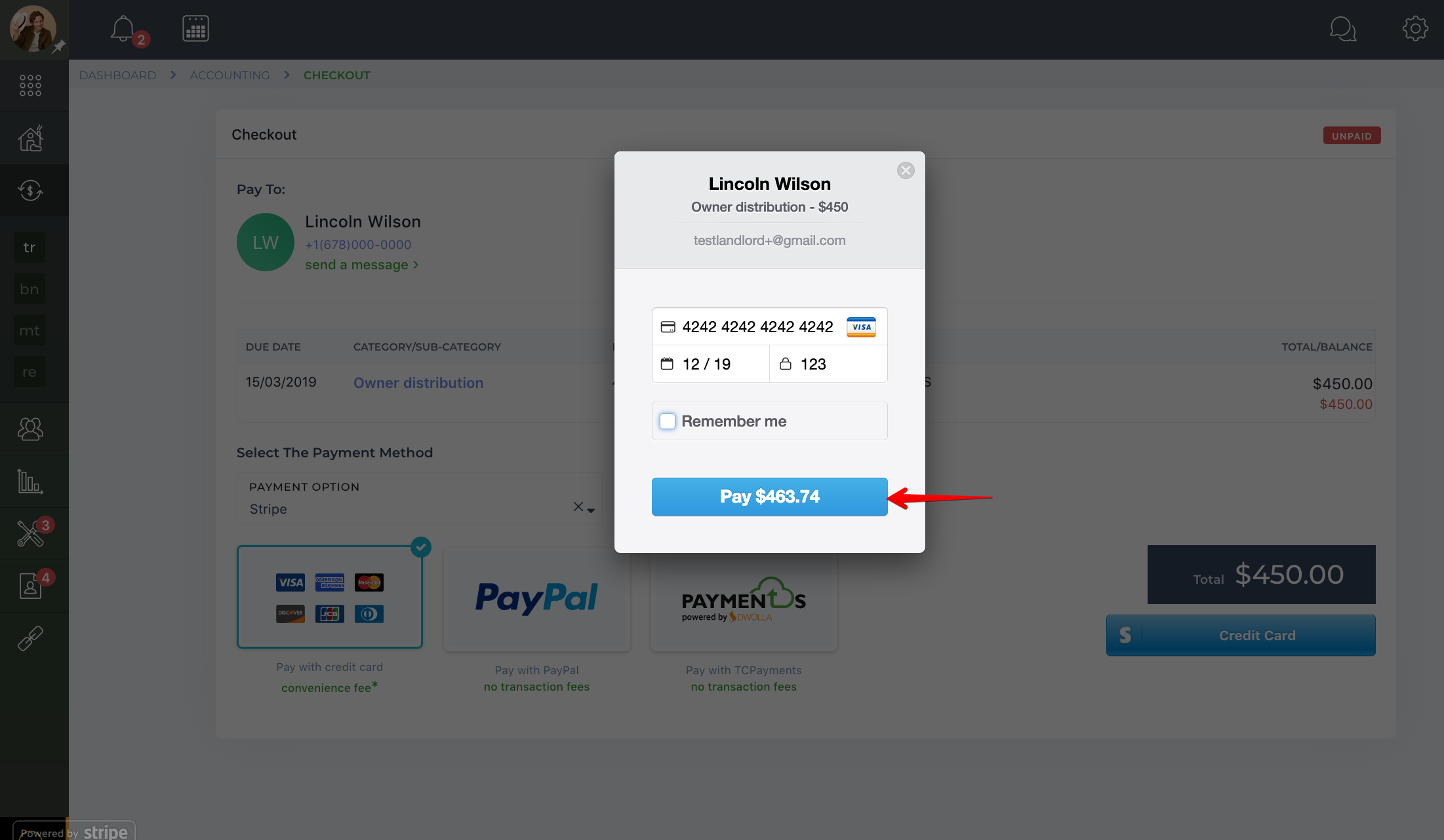 How to pay an owner?