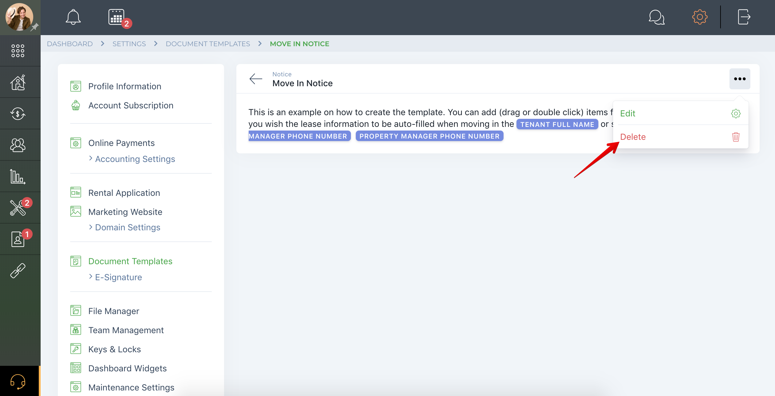How to remove Notices Templates?