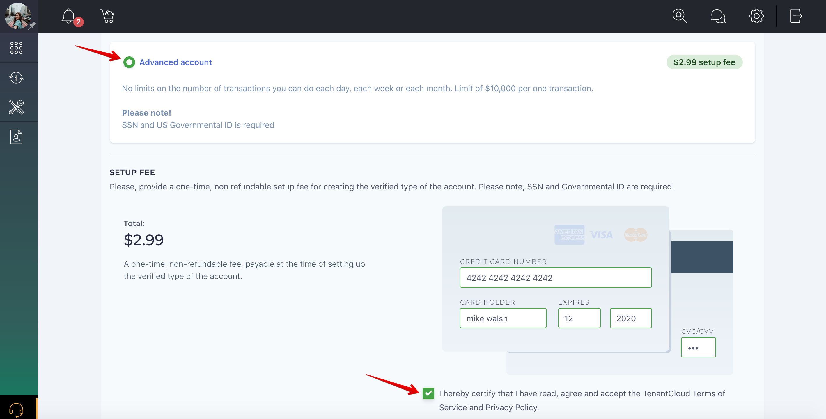 How do I set up my TC Payments account?